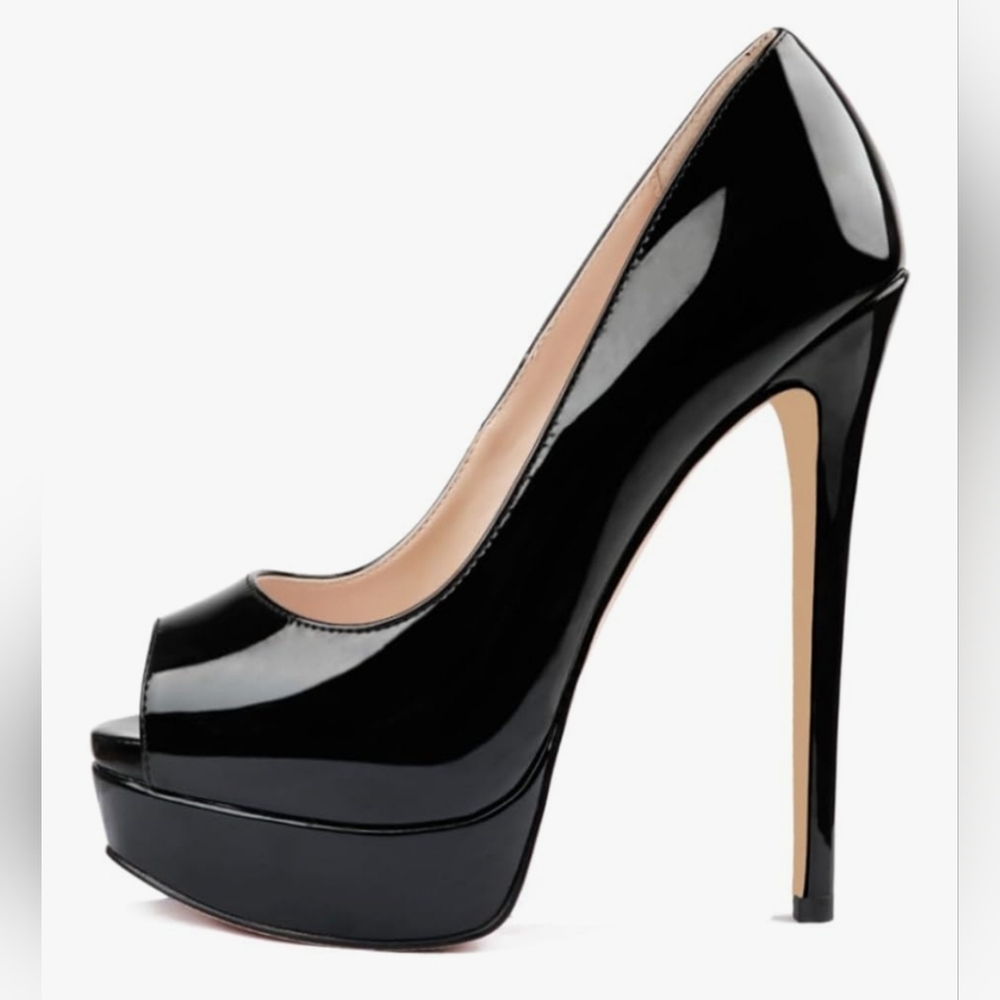 MERUMOTE Women's Platform Stiletto Pumps 6 inch Heels, Peep Toe Shoes
